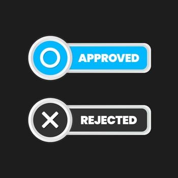 buttons, Approved and rejected button, yes and no buttons, accepted and not accepted buttons, agree and disagree icons, rejected, true vector