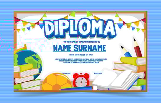 Kindergarten Certificate Template with Element Education vector
