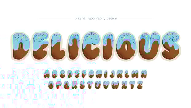 blue frost cupcake chocolate cartoon typography vector