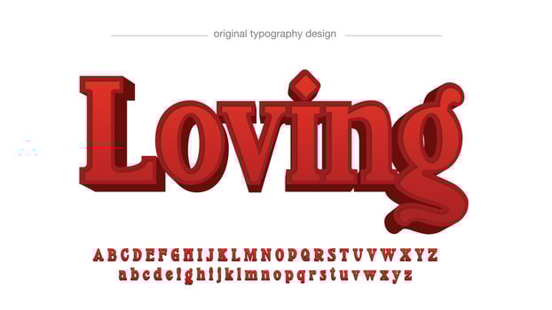 red 3d cute display love typography vector