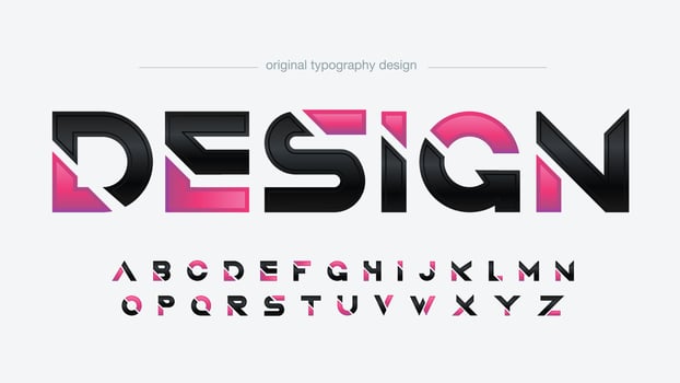 black and pink sliced futuristic typography vector