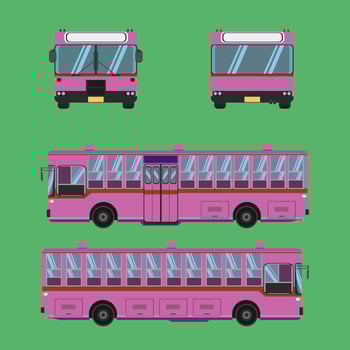 side view of the pink autobus in thailand. vector illustration eps10