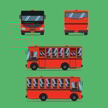side view of the small red bus in thailand. vector illustration eps10