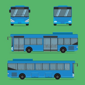 side view of the blue autobus of thailand. vector illustration eps10