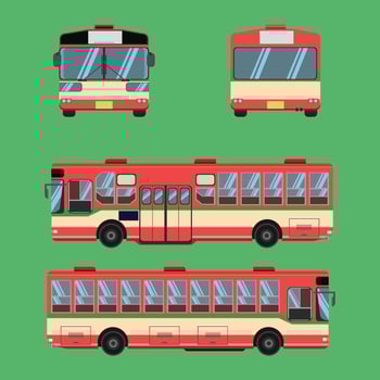 side view of the red white color autobus of thailand. vector illustration eps10