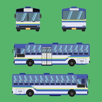 side view of the white blue and yellow color autobus of thailand. vector illustration eps10