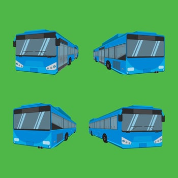 front and rear three dimensional view of the blue autobus of thailand. vector illustration eps10