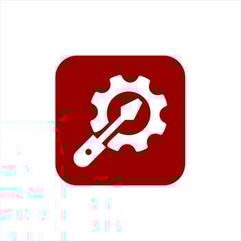 red color gear illustration and setting vector icon