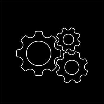 simple 3 gear icon in line art style vector