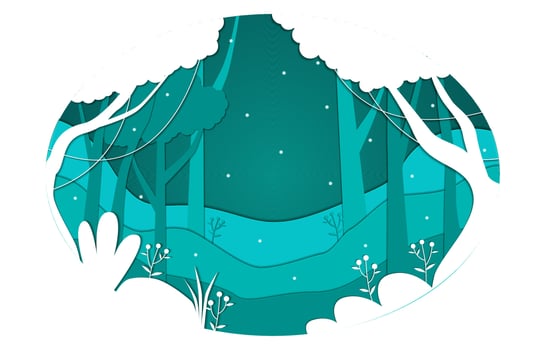 Jungle Trees Papercut with Green Color Palette Concept vector