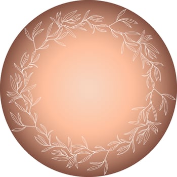 Vector isolated blank round label with botanical wreath frame. Round stickers to place images or text. Label tag for products.