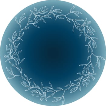 Vector isolated blank round label with botanical wreath frame. Round stickers to place images or text. Label tag for products.