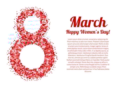 International women's day banner. March 8 vector illustration with hearts. Easy to edit design template for your artworks.