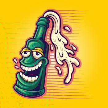 Funny beer bottle logo mascot vector