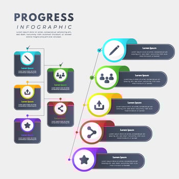 Colorful Gradient Progress Infographic vector