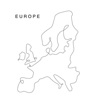 line art europa map. continuous line EU map. vector illustration. single line west states