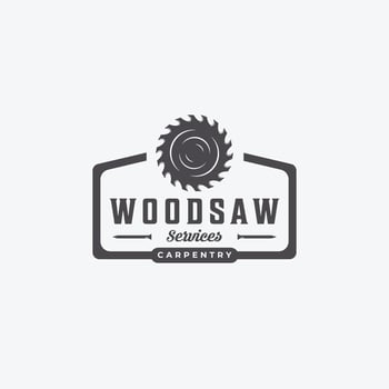 Flat Emblem of Carpenter Carpentry Vector Vintage Logo, Minimal Illustration Design of Wood Working Wood Saws Concept