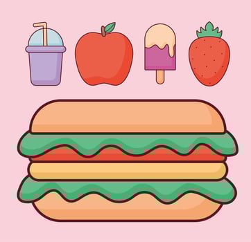 five food items vector