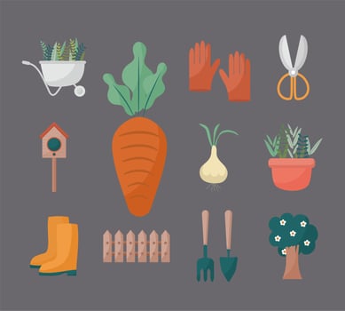 eleven garden items vector