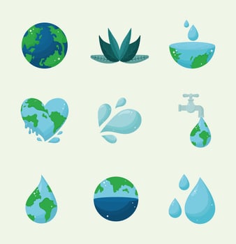nine water day items vector