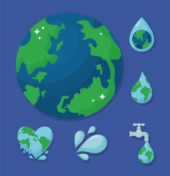 six water day items vector
