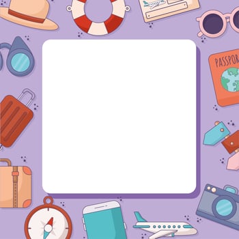 travel items frame vector