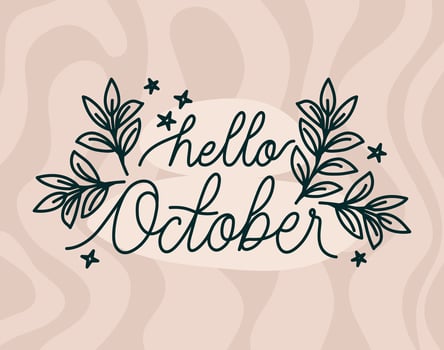 card of hello october vector