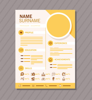 yellow curriculum vitae vector
