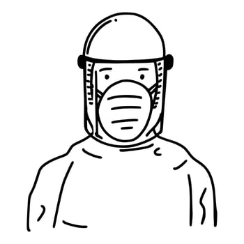 hand drawn of coronavirus Medical personnel, doodle coronavirus protection, vector illustration.