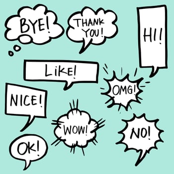 set of hand drawn comic bubble speech with text. vector