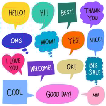set of hand drawn comic bubble speech with text. vector