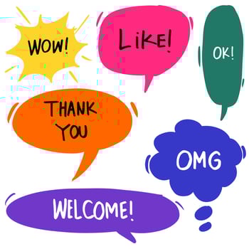 set of hand drawn comic bubble speech with text. vector