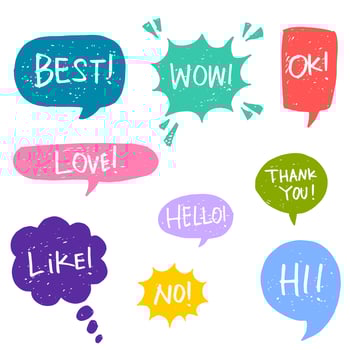 set of hand drawn comic bubble speech with text. vector