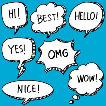 set of hand drawn comic bubble speech with text. vector