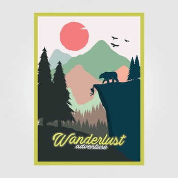 Wanderlust Adventure Vintage Poster Illustration Design, Travel Poster Design, Climbing Poster, Outdoor vector