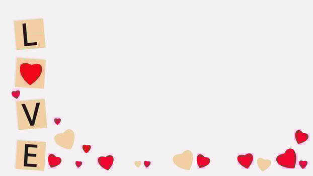 Valentines day background with heart and Love text vector