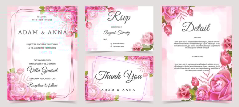 Wedding Invitation Template Set vector