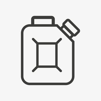 Jerrycan outline vector icon isolated on white background. Canister pictogram. Fuel symbol