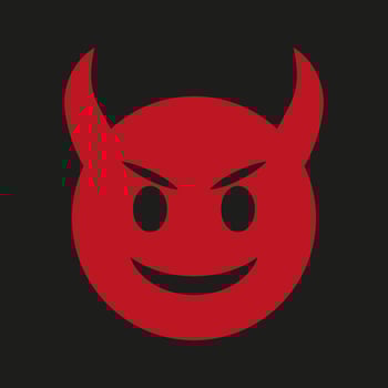 Devil icon isolated on black background. Devil emoji. Hell symbol. Angry emoji vector