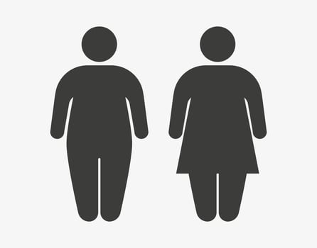 Fat couple icon. Obese man and woman vector illustration isolated on white background