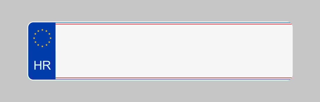 License plate of Croatia. Vehicle registration plates frame vector isolated. Croatian car number plate template