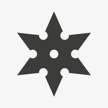 Ninja shuriken throwing star flat vector icon isolated on white background. Ninja star illustration for games and websites