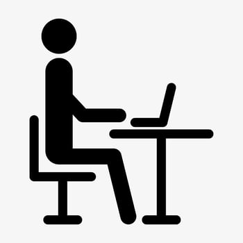 Office icon. Man working on computer vector illustration isolated on white background