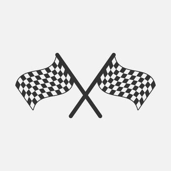 Two crossed checkered racing flags vector icon isolated on white background.