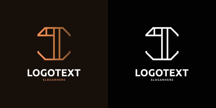 I letter golden logo abstract design on dark color background, I alphabet logo vector
