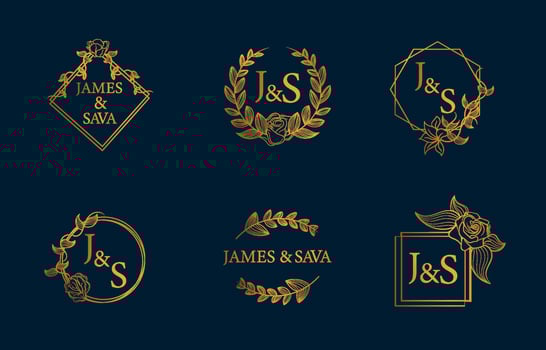 Wedding Monogram Set Collection vector