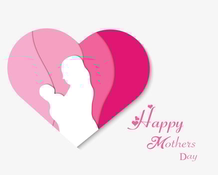 Happy Mother's Day Heart With Mom And Baby vector