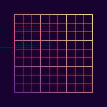 Futuristic Abstract Background of Retro 80s, 90s Style. Glitch Effect. Geometric Neon Grid Pattern. Retrowave, Synthwave, Vaporwave Background. Abstract Modern Design. Isolated Vector Illustration.