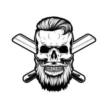 Barbershop Skull Line Art Vector
