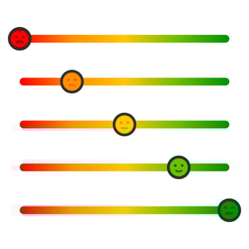 Feedback concept design scale. Stress level scale emotions. Color level indicator. vector